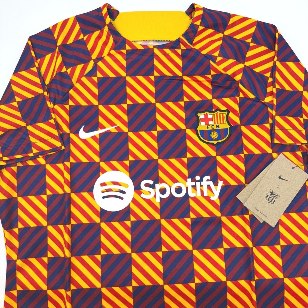 Nike FC Barcelona Womens Large‎ Pre-Match Jersey Red Yellow Blue DR4910-729 NEW